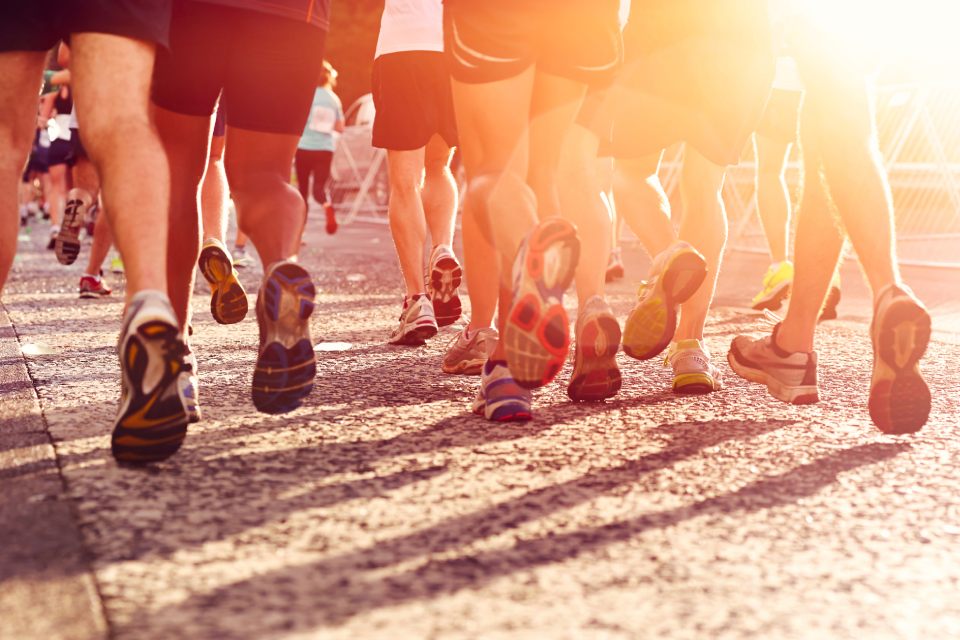 Group of people running